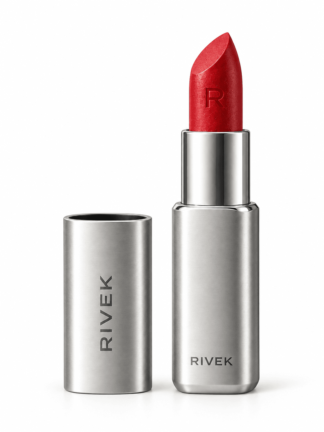 RIVEK lipstick and cap as a reference for shape and size